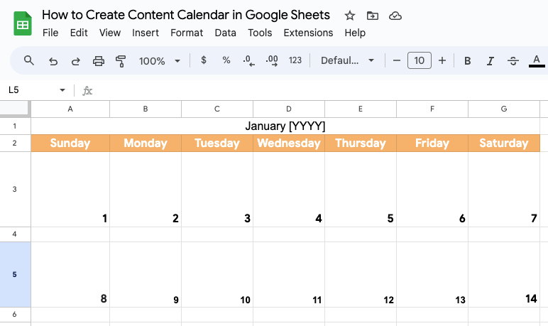 How to Make a Calendar in Google Sheets